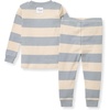 image:imageBurts Bees Baby Organic Cotton Pajamas for Boys Toddler PJ Set 2PC  Soft cozy snug fitting pajamas feature stretchy ribbed cuffs and hand painted prints to make bedtime a breezeBlue Rugby Stripe