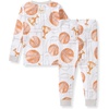 image:imageBurts Bees Baby Organic Cotton Pajamas for Boys Toddler PJ Set 2PC  Soft cozy snug fitting pajamas feature stretchy ribbed cuffs and hand painted prints to make bedtime a breezeBasketball Court 1pack