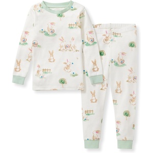 image:imageBurts Bees Baby Organic Cotton Pajamas for Boys Toddler PJ Set 2PC  Soft cozy snug fitting pajamas feature stretchy ribbed cuffs and hand painted prints to make bedtime a breezeBunny Egg Hunt