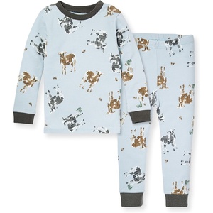 image:imageBurts Bees Baby Organic Cotton Pajamas for Boys Toddler PJ Set 2PC  Soft cozy snug fitting pajamas feature stretchy ribbed cuffs and hand painted prints to make bedtime a breezeMr Moo
