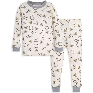 image:imageBurts Bees Baby Organic Cotton Pajamas for Boys Toddler PJ Set 2PC  Soft cozy snug fitting pajamas feature stretchy ribbed cuffs and hand painted prints to make bedtime a breezeAbeec