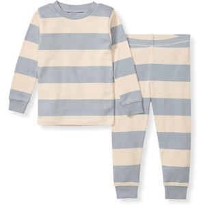 image:imageBurts Bees Baby Organic Cotton Pajamas for Boys Toddler PJ Set 2PC  Soft cozy snug fitting pajamas feature stretchy ribbed cuffs and hand painted prints to make bedtime a breezeBlue Rugby Stripe