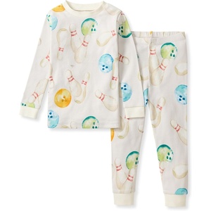 image:imageBurts Bees Baby Organic Cotton Pajamas for Boys Toddler PJ Set 2PC  Soft cozy snug fitting pajamas feature stretchy ribbed cuffs and hand painted prints to make bedtime a breezeLets Go Bowling