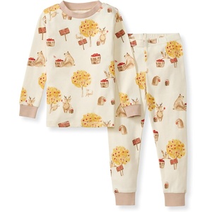 image:imageBurts Bees Baby Organic Cotton Pajamas for Boys Toddler PJ Set 2PC  Soft cozy snug fitting pajamas feature stretchy ribbed cuffs and hand painted prints to make bedtime a breezeApple Season