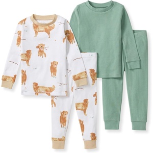 image:imageBurts Bees Baby Organic Cotton Pajamas for Boys Toddler PJ Set 2PC  Soft cozy snug fitting pajamas feature stretchy ribbed cuffs and hand painted prints to make bedtime a breezeGolden Retriever