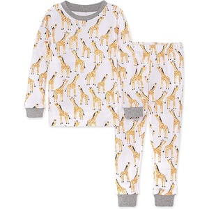 image:imageBurts Bees Baby Organic Cotton Pajamas for Boys Toddler PJ Set 2PC  Soft cozy snug fitting pajamas feature stretchy ribbed cuffs and hand painted prints to make bedtime a breezeGiraffes