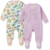 image:imageBurts Bees Baby Girls Organic Cotton Sleep and Play Footed Pajamas  Easy zip front PJs feature a 2way zipper to ensure newborns have a restful nights sleepGarden Paths