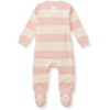 image:imageBurts Bees Baby Girls Organic Cotton Sleep and Play Footed Pajamas  Easy zip front PJs feature a 2way zipper to ensure newborns have a restful nights sleepPink Sand Rugby Stripe