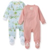 image:imageBurts Bees Baby Girls Organic Cotton Sleep and Play Footed Pajamas  Easy zip front PJs feature a 2way zipper to ensure newborns have a restful nights sleepGreen Houses