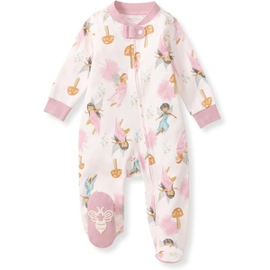 image:imageBurts Bees Baby Girls Organic Cotton Sleep and Play Footed Pajamas  Easy zip front PJs feature a 2way zipper to ensure newborns have a restful nights sleepFairy Garden