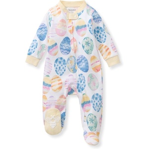image:imageBurts Bees Baby Girls Organic Cotton Sleep and Play Footed Pajamas  Easy zip front PJs feature a 2way zipper to ensure newborns have a restful nights sleepEaster Eggs
