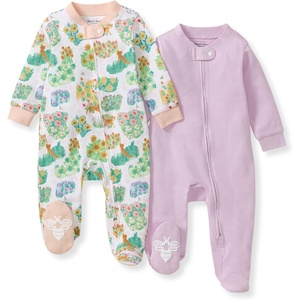 image:imageBurts Bees Baby Girls Organic Cotton Sleep and Play Footed Pajamas  Easy zip front PJs feature a 2way zipper to ensure newborns have a restful nights sleepGarden Paths
