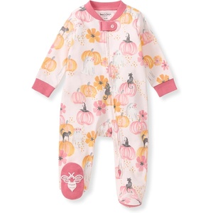 image:imageBurts Bees Baby Girls Organic Cotton Sleep and Play Footed Pajamas  Easy zip front PJs feature a 2way zipper to ensure newborns have a restful nights sleepMagical Pumpkins