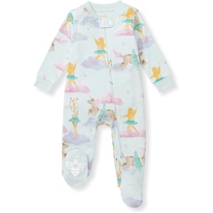 image:imageBurts Bees Baby Girls Organic Cotton Sleep and Play Footed Pajamas  Easy zip front PJs feature a 2way zipper to ensure newborns have a restful nights sleepDream Ballet