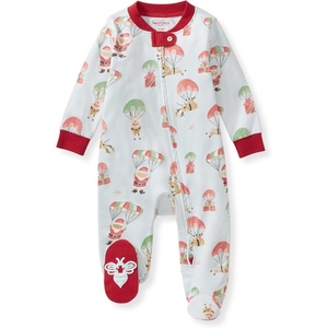 image:imageBurts Bees Baby Girls Organic Cotton Sleep and Play Footed Pajamas  Easy zip front PJs feature a 2way zipper to ensure newborns have a restful nights sleepSanta in the Sky