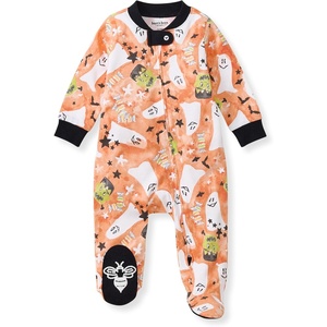 image:imageBurts Bees Baby Girls Organic Cotton Sleep and Play Footed Pajamas  Easy zip front PJs feature a 2way zipper to ensure newborns have a restful nights sleepStarry Ghost