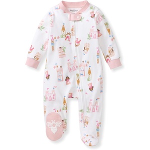 image:imageBurts Bees Baby Girls Organic Cotton Sleep and Play Footed Pajamas  Easy zip front PJs feature a 2way zipper to ensure newborns have a restful nights sleepFairytale Castle