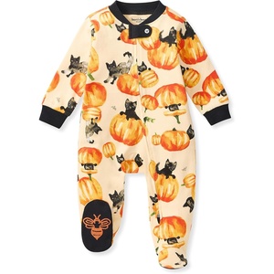 image:imageBurts Bees Baby Girls Organic Cotton Sleep and Play Footed Pajamas  Easy zip front PJs feature a 2way zipper to ensure newborns have a restful nights sleepSneaky Cats 1pack