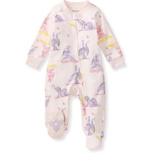 image:imageBurts Bees Baby Girls Organic Cotton Sleep and Play Footed Pajamas  Easy zip front PJs feature a 2way zipper to ensure newborns have a restful nights sleepYogi Elephants