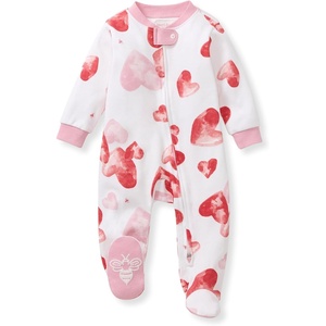 image:imageBurts Bees Baby Girls Organic Cotton Sleep and Play Footed Pajamas  Easy zip front PJs feature a 2way zipper to ensure newborns have a restful nights sleepI Heart You