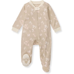 image:imageBurts Bees Baby Girls Organic Cotton Sleep and Play Footed Pajamas  Easy zip front PJs feature a 2way zipper to ensure newborns have a restful nights sleepWhimsical Floral