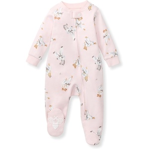 image:imageBurts Bees Baby Girls Organic Cotton Sleep and Play Footed Pajamas  Easy zip front PJs feature a 2way zipper to ensure newborns have a restful nights sleepKarate Creatures