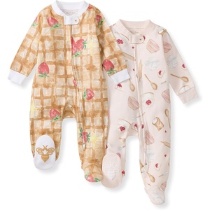 image:imageBurts Bees Baby Girls Organic Cotton Sleep and Play Footed Pajamas  Easy zip front PJs feature a 2way zipper to ensure newborns have a restful nights sleepWaffle  Cheesecake