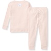 image:imageBurts Bees Baby Girls Organic Cotton Pajamas Toddler PJ Set 2PC  Soft cozy snug fitting pajamas feature stretchy ribbed cuffs and hand painted prints to make bedtime a breezePink Solid Rib