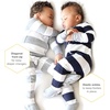 image:imageBurts Bees Baby Boys Organic Cotton Snug Fit Footed Sleeper Pajamas  Convenient 2way zip front sleeper pajama is equipped with nonslip bee grips for active littles on the moveMidnight Rugby Stripe