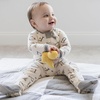 image:imageBurts Bees Baby Boys Organic Cotton Snug Fit Footed Sleeper Pajamas  Convenient 2way zip front sleeper pajama is equipped with nonslip bee grips for active littles on the moveA Bee CStripe