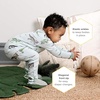image:imageBurts Bees Baby Boys Organic Cotton Snug Fit Footed Sleeper Pajamas  Convenient 2way zip front sleeper pajama is equipped with nonslip bee grips for active littles on the moveHappy Herbivores
