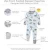 image:imageBurts Bees Baby Boys Organic Cotton Snug Fit Footed Sleeper Pajamas  Convenient 2way zip front sleeper pajama is equipped with nonslip bee grips for active littles on the moveHappy Herbivores