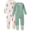 image:imageBurts Bees Baby Boys Organic Cotton Snug Fit Footed Sleeper Pajamas  Convenient 2way zip front sleeper pajama is equipped with nonslip bee grips for active littles on the moveGolden Retriever