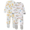 image:imageBurts Bees Baby Boys Organic Cotton Snug Fit Footed Sleeper Pajamas  Convenient 2way zip front sleeper pajama is equipped with nonslip bee grips for active littles on the moveFrench Breakfast  Village 2pack
