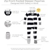 image:imageBurts Bees Baby Boys Organic Cotton Snug Fit Footed Sleeper Pajamas  Convenient 2way zip front sleeper pajama is equipped with nonslip bee grips for active littles on the moveMidnight Rugby Stripe