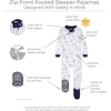 image:imageBurts Bees Baby Boys Organic Cotton Snug Fit Footed Sleeper Pajamas  Convenient 2way zip front sleeper pajama is equipped with nonslip bee grips for active littles on the moveMidnight Twinkle Bee