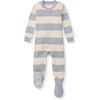 image:imageBurts Bees Baby Boys Organic Cotton Snug Fit Footed Sleeper Pajamas  Convenient 2way zip front sleeper pajama is equipped with nonslip bee grips for active littles on the moveQuarry Blue Rugby Stripe