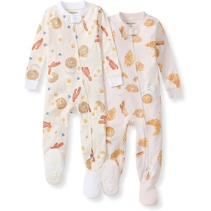 image:imageBurts Bees Baby Boys Organic Cotton Snug Fit Footed Sleeper Pajamas  Convenient 2way zip front sleeper pajama is equipped with nonslip bee grips for active littles on the moveEggs  Coffee