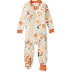 image:imageBurts Bees Baby Boys Organic Cotton Snug Fit Footed Sleeper Pajamas  Convenient 2way zip front sleeper pajama is equipped with nonslip bee grips for active littles on the moveThanksgiving Table 1pack