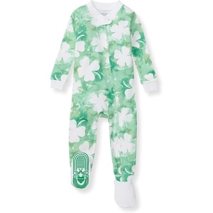 image:imageBurts Bees Baby Boys Organic Cotton Snug Fit Footed Sleeper Pajamas  Convenient 2way zip front sleeper pajama is equipped with nonslip bee grips for active littles on the moveArtsy Clover