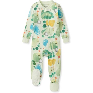 image:imageBurts Bees Baby Boys Organic Cotton Snug Fit Footed Sleeper Pajamas  Convenient 2way zip front sleeper pajama is equipped with nonslip bee grips for active littles on the moveThe Green