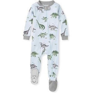 image:imageBurts Bees Baby Boys Organic Cotton Snug Fit Footed Sleeper Pajamas  Convenient 2way zip front sleeper pajama is equipped with nonslip bee grips for active littles on the moveHappy Herbivores