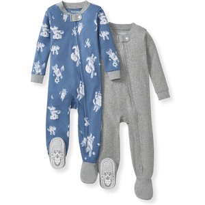 image:imageBurts Bees Baby Boys Organic Cotton Snug Fit Footed Sleeper Pajamas  Convenient 2way zip front sleeper pajama is equipped with nonslip bee grips for active littles on the movePlay Ball