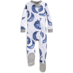 image:imageBurts Bees Baby Boys Organic Cotton Snug Fit Footed Sleeper Pajamas  Convenient 2way zip front sleeper pajama is equipped with nonslip bee grips for active littles on the moveIndigo Hello Moon