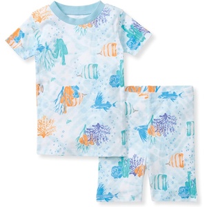 image:imageBurts Bees Baby Unisex Organic Cotton Short Sleeve amp Shorts PJ Set 2PC  Snug fitting yet comfy warm weather pajamas sets are made in our classic rib fabricUnder the Sea